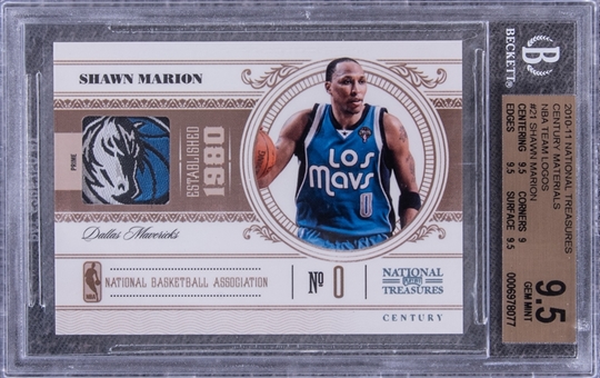 2010-11 Panini National Treasures Century Materials NBA Team Logos #21 Shawn Marion Patch Card (#1/1) - BGS GEM MINT 9.5